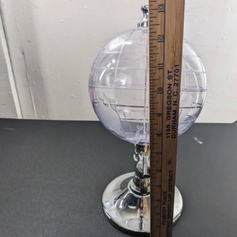 Godinger Silver Art Co. Plastic Globe Decanter Metal Base‎ 13” Liquor Dispenser